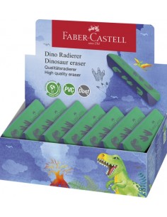 Faber-Castell Dinosaurio Goma de Borrar sin PVC - Forma Triangular Ergonomica - Sin Residuos - Borrado Limpio y Facil
