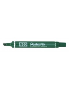 Pentel Pen N60 Rotulador Permanente - Punta Biselada Resistente y Duradera - Resistente a Agua y Luz - Color Verde