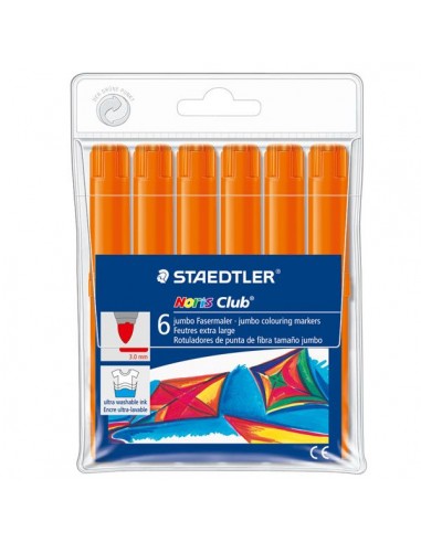 Staedtler Noris Watercolour 340 Pack de 6 Rotuladores de Gran Tamaño - Trazo 3mm Aprox - Lavable Facilmente - Tinta Base de