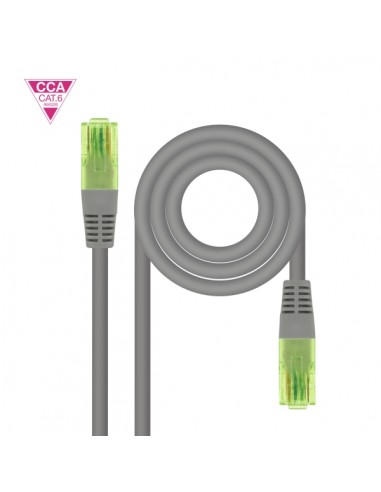 Nanocable Cable Red Latiguillo Cat.6 UTP AWG26 CCA - Longitud 0.25m - Color Gris