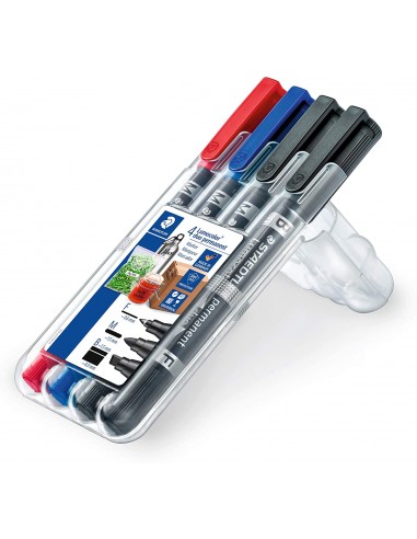 Staedtler Lumocolor 348 Pack de 4 Rotuladores Permanentes de Doble Punta - Secado Rapido - Colores Surtidos