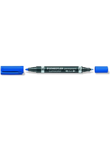 Staedtler Lumocolor 348 Rotulador Permanente de Doble Punta - Secado Rapido - Color Azul