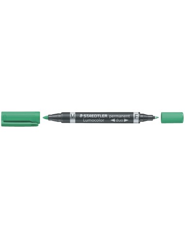 Staedtler Lumocolor 348 Rotulador Permanente de Doble Punta - Secado Rapido - Color Verde