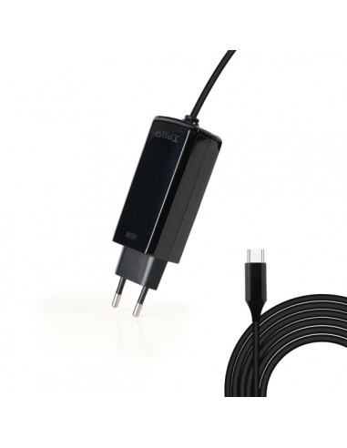 Tooq Cargador de Portatil GaN USB-C PD 45W - Cable de 1.80m - Color Negro