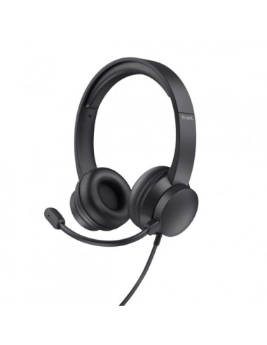 Trust Auriculares con Cable para Portatil - Microfono Ajustable - Diadema Ajustable - Control de Volumen - Color Negro