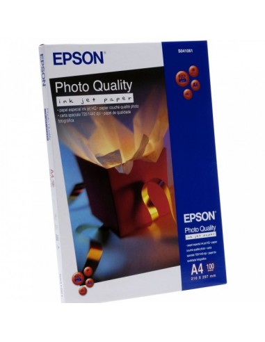 Epson Photo Quality Ink-Jet Pack de 100 Hojas de Papel Fotografico A4 Especial Ink-Jet 102g m² - Acabado Mate - Color Blanco