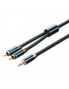 Vention Cable Jack 3.5 a 2xRCA Macho - 1m - Trenzado - Color Verde