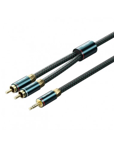 Vention Cable Jack 3.5 a 2xRCA Macho - 1m - Trenzado - Color Verde