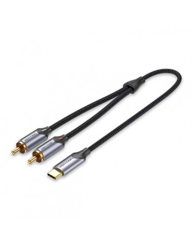 Vention Cable USB-C a 2xRCA Macho - 1m - Trenzado - Color Gris