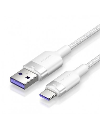 Vention Cable USB-C 2.0 a USB-A 6A 100W - 1m - Trenzado - Color Blanco