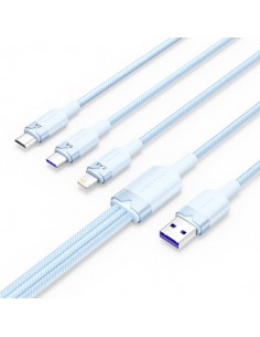Vention Cable USB-A 2.0 a USB-C-Lightning-Micro-B 6A - 1.5m - Trenzado - Color Azul