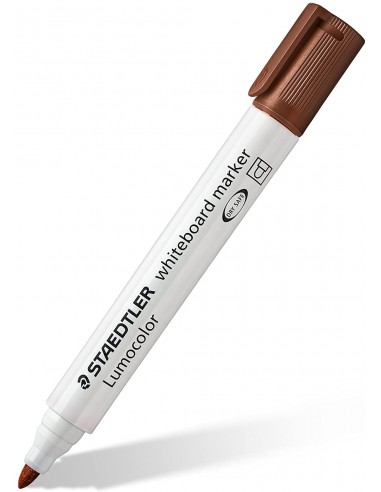Staedtler Lumocolor 351 Rotulador para Pizarra Blanca - Punta Redonda - Trazo 2mm - Capuchon con Clip - Color Marron