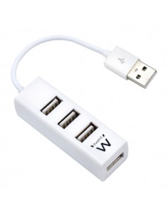 Ewent EW1122 Mini-Hub 4 Puertos USB 2.0 - Cable 12cm - Color Blanco