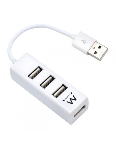 Ewent EW1122 Mini-Hub 4 Puertos USB 2.0 - Cable 12cm - Color Blanco