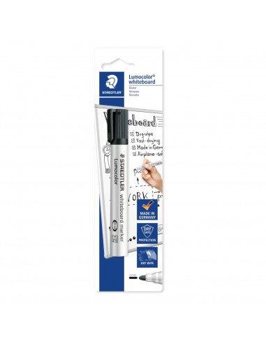 Staedtler Lumocolor 351 Rotulador para Pizarra Blanca - Trazo 2mm - Secado Rapido - Recargable - Color Negro