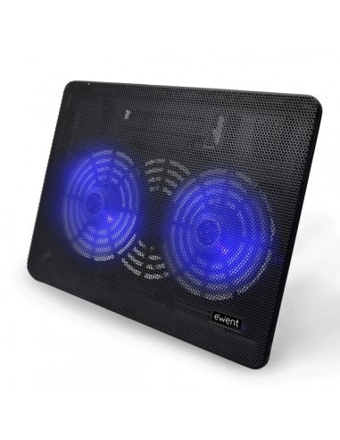 Ewent EW1256 Base de Refrigeracion para Portatil hasta 17" - 2 Ventilador - Altura Ajustable - Color Negro