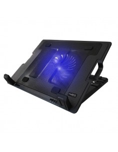 Ewent Soporte para Portatil - Ventilador Grande Silencioso hasta 17" - 2 Puertos USB - Color Negro
