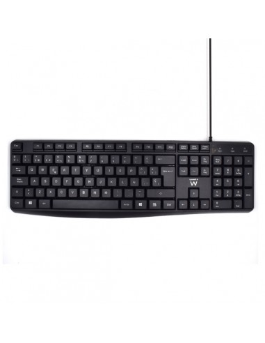 Ewent Teclado con Cable de Oficina - 104 Teclas - Cable USB-A de 1.35m - Color Negro