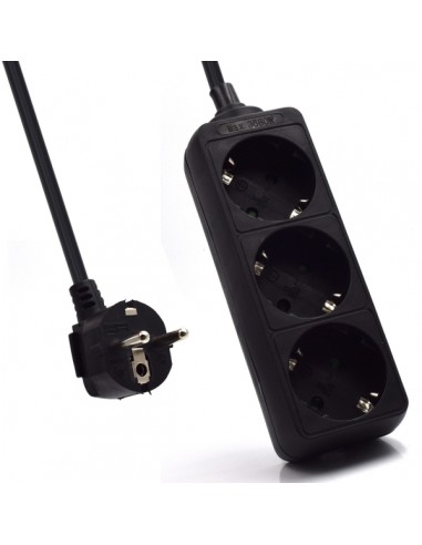Ewent Regleta de Energia 3 Enchufes - 16A Enchufe Schuko - Color Negro