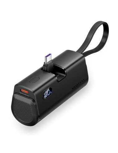 Vention PowerBank 4800mAh - USB-C - Carga Rapida 22.5W - Conector Plegable - Color Negro