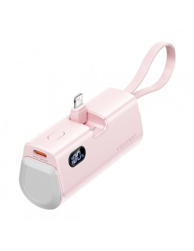 Vention PowerBank 4800mAh - Lightning - Carga Rapida 22.5W - Conector Plegable - Color Rosa