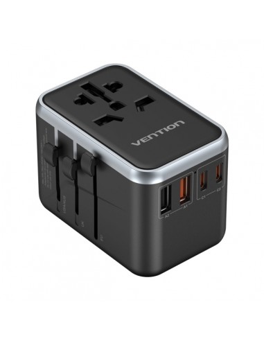 Vention Cargador de Viaje Universal GaN - 2xUSB-C-2xUSB-A - 65W - Color Negro