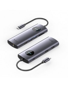 Vention Docking Station 9 en 1 USB-C a 2xHDMI 2xUSB3.0 USB 2.0 RJ45 SD TF PD 100W - 0.15m - Color Gris
