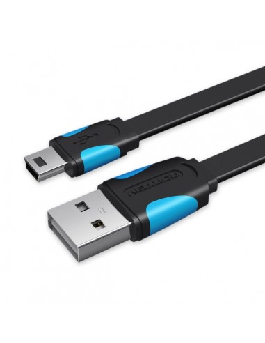 Vention Cable USB 2.0 Macho a Mini USB Macho - 2m - Plano - Color Negro