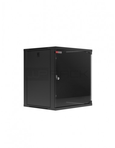 WP RWA-06604-B Armario Mural 6U Fondo 450 - Puerta de Cristal - Cerradura de Seguridad - Color Negro