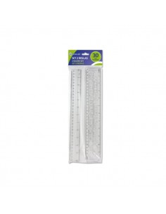 Bismark Pack de 2 Reglas Milimetradas 30cm - Con Plantilla de Caracteres Rotulables - Ideal para Colegio - Fabricada en