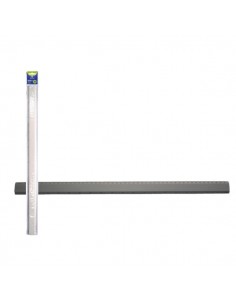 Bismark Regla Milimetrada 50cm - Fabricada en Aluminio - Con Bisel para las Lineas a Tinta - Color Aluminio