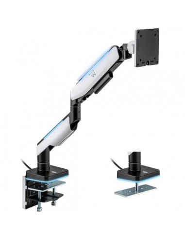 Ewent Soporte de Mesa RGB para Monitor TV - Giratorio e Inclinable - Iluminacion RGB - Acero y Aluminio - Compatible Vesa -