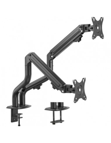 Ewent Soporte de Mesa Contrapeso Giratorio e Inclinable para Monitor TV 16Kg - 2 Brazos - 17-32" - Color Negro