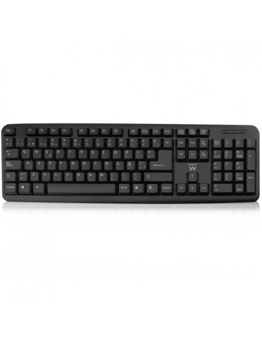 Ewent Teclado con Cable - Diseño Slim - Cable USB-A de 1.35m - Color Negro