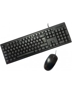 Coolbox PcCase KTR-001 Pack USB Teclado 105 Teclas-Raton 3 Botones - Uso Ambidiestro - Color Negro