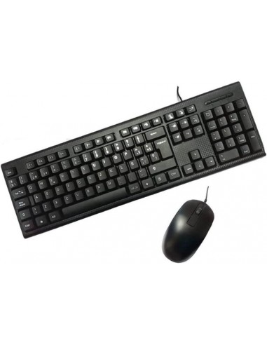 Coolbox PcCase KTR-001 Pack USB Teclado 105 Teclas-Raton 3 Botones - Uso Ambidiestro - Color Negro
