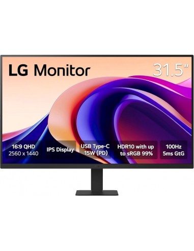 LG Monitor LED 31.5" IPS QHD HDR10 100Hz - Respuesta 5ms - Angulo de Vision 178-- 16 9 - HDMI-USB-C - VESA 100x100mm