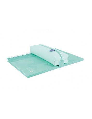 Oxford Live & Go Estuche Rectangular Mediano - Material Acolchado - Goma Elastica para unirlo al Cuaderno - Color Azul