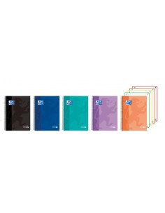 Oxford Europeanbook 4 Cuaderno A5-Cuadriculado 5x5mm 120 Hojas 90gr - Tapa Superresistente - 4 Bandas de Color - Colores