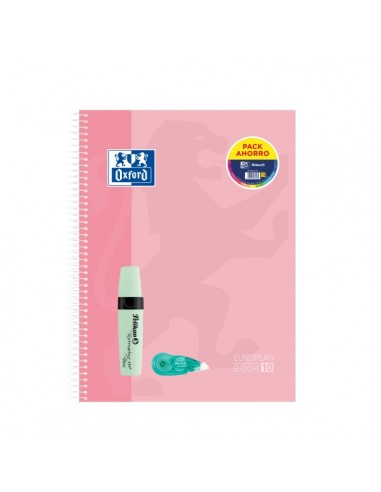 Oxford Europeanbook 10 Touch Cuaderno A4-Cuadriculado 5x5mm 150 Hojas-Marcador Texmarker 490 Pastel Pelikan-Corrector