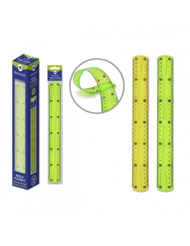Bismark Regla Flexible 30cm - Fabricada en PVC - Ideal para Colegio - Colores Amarillo y Verde Aleatorios
