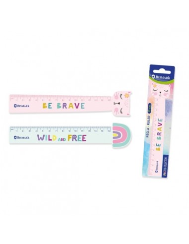 Bismark Regla 15cm con Decoraciones de Frases Motivadoras - Fabricada en Plastico - Ideal para Colegio - 2 Diseños Diferentes