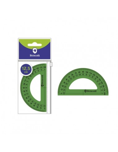 Bismark Transportador de Angulos Acrilico 12.5cm - Alta Calidad - Funda con Cierre - Color Verde