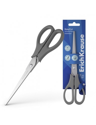 ErichKrause EasyCut Tijeras de Acero Inoxidable 19cm - Doble Afilado Avanzado - Colores Surtidos Aleatorios