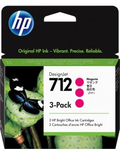 HP 712 Magenta Pack de 3 Cartuchos de Tinta Originales - 3ED78A