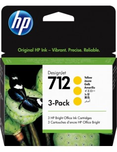 HP 712 Amarillo Pack de 3 Cartuchos de Tinta Originales - 3ED79A