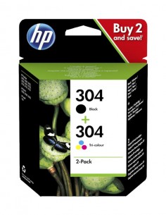 HP 304 Negro-Color Pack de 2 Cartuchos de Tinta Originales - 3JB05AE