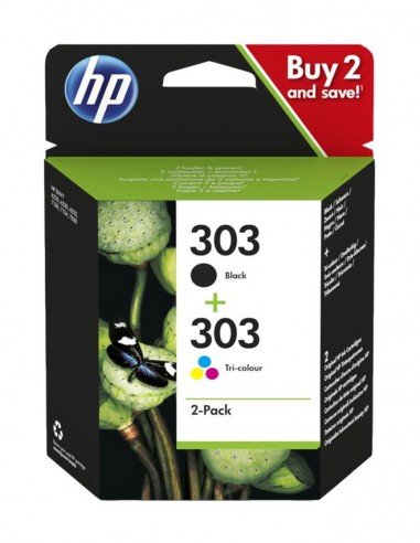 HP 303 Negro-Color Pack de 2 Cartuchos de Tinta Originales - 3YM92AE