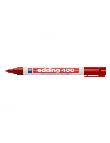 Edding 400 Rotulador Permanente - Punta Redonda - Trazo 1 mm. - Recargable - Secado Rapido - Color Rojo