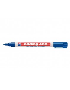 Edding 400 Rotulador Permanente - Punta Redonda - Trazo 1 mm. - Recargable - Secado Rapido - Color Azul